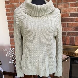 Women's Cable Knit Cowl Neck Sweater - Cream